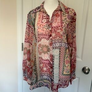 Zara Multicolor Floral Patchwork Blouse